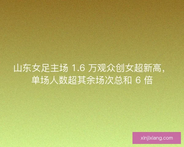 山东女足主场 1.6 万观众创女超新高，单场人数超其余场次总和 6 倍