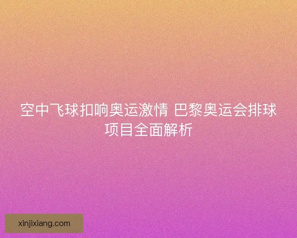 空中飞球扣响奥运激情 巴黎奥运会排球项目全面解析 空中飞球扣响奥运激情 巴黎奥运会排球项目全面解析